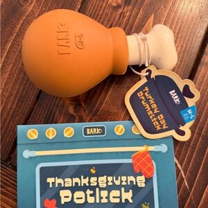 Bark Thanksgiving Potlick Drumstick Toy - Orange and Cream